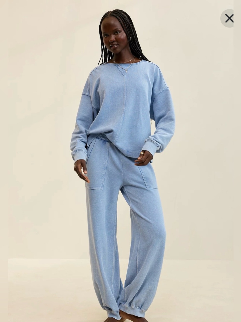 aerie Sky Blue Wide-Leg Track Pants
